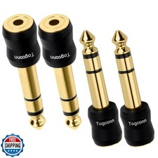 Togconn 1/4 Inch to 1/8 Inch Adapter 4 Pack, 6.35mm Quarter Inch TRS Stereo M...