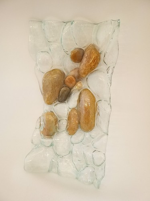 #ad #ad Unique artisan melted glass rock tray river rock unusual 16.5 x 9.5quot; $99.95