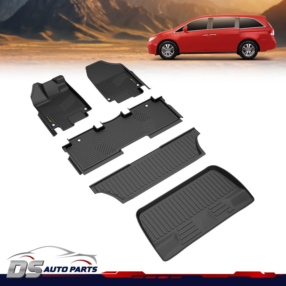 3D Molded All Weather TPE Floor Mats+Cargo Liner Fit For 2018-2025 Honda Odyssey Foto 2 de 4