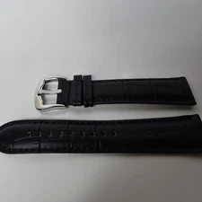 Lucien Piccard Watch Strap Band Black Leather 22mm