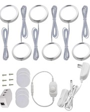 Puck Lights, Set of 6, White Dimmable Under Cabinet Lighting, Under Counter...