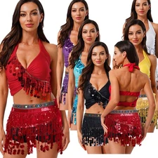 Women Outfit Halloween Set Sleeveless Dancewear Sexy 2 Piece India Top Stage