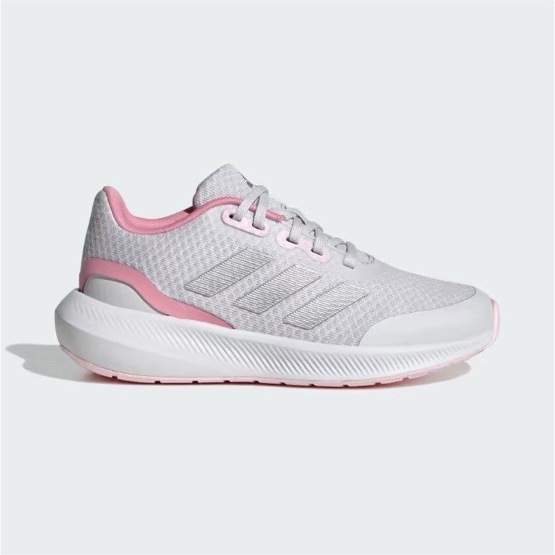 adidas Girls' Lightweight Athletic Sneakers Gray Pink White Lace Up Low Top US 6