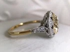 Vintage Art Deco 3.8Ct Old European Cut Lab Created Diamond 14K Gold Finish Ring