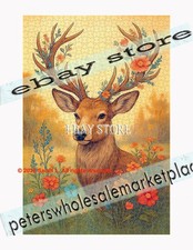 1000 piece jigsaw puzzle Wildlife deer floral