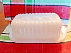 Vintage Hazel Atlas White Milk Glass 1/2 Stick Butter Dish With Lid 1950's