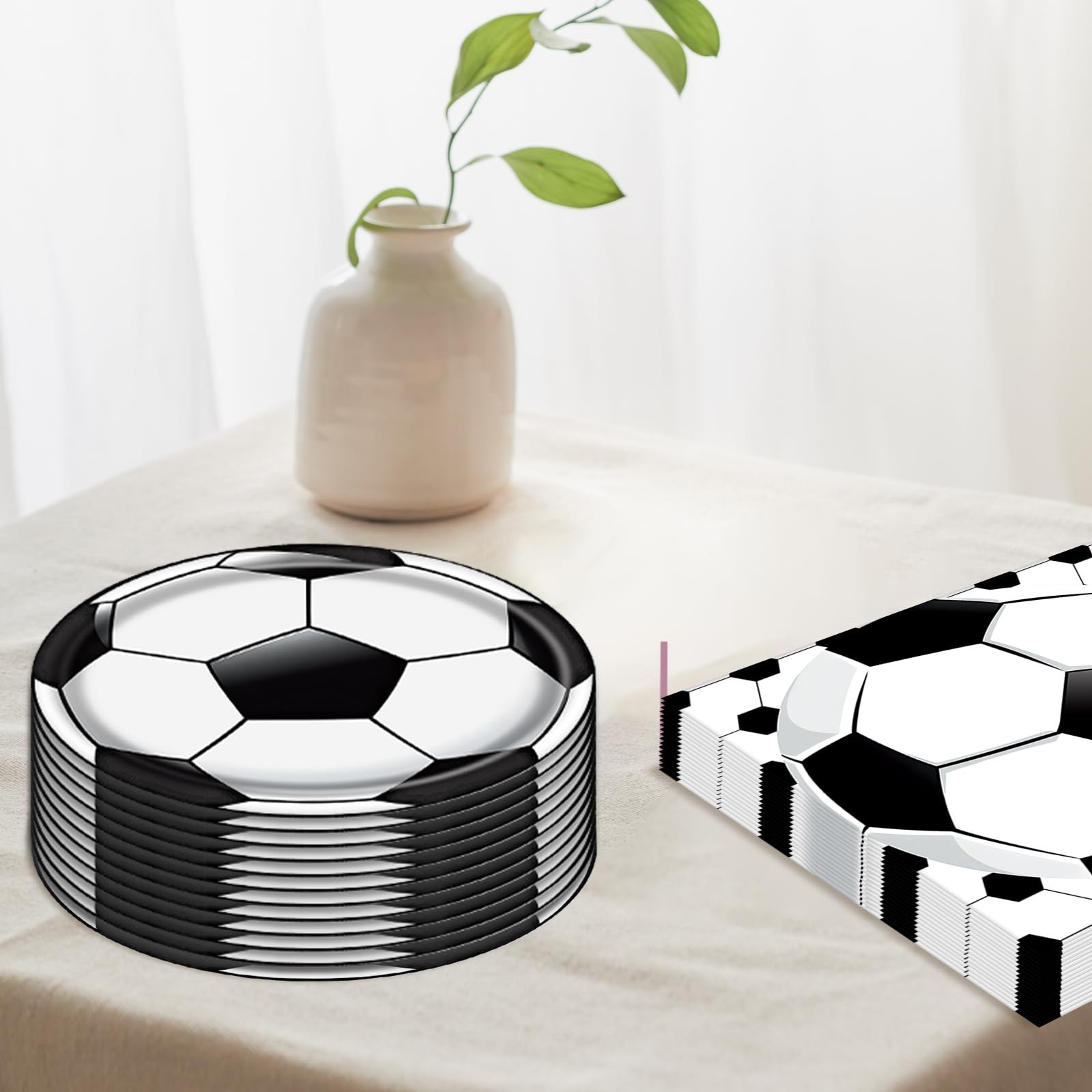 New Best 40 Pcs Soccer Plates and Napkins Party Supplies Birthday Decorations