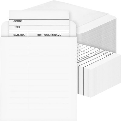 Library Card Pockets with Adhesive Backing & Due Date Cards - 200 Pieces (3 X 5 