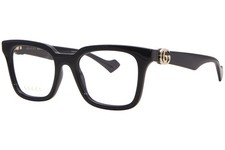 Gucci GG1728O 001 Eyeglasses Frame Women's Black/Gold Full Rim Square Shape