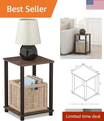 Stylish 2-Tier Walnut End Table - Lightweight & Easy Assembly for Any Space
