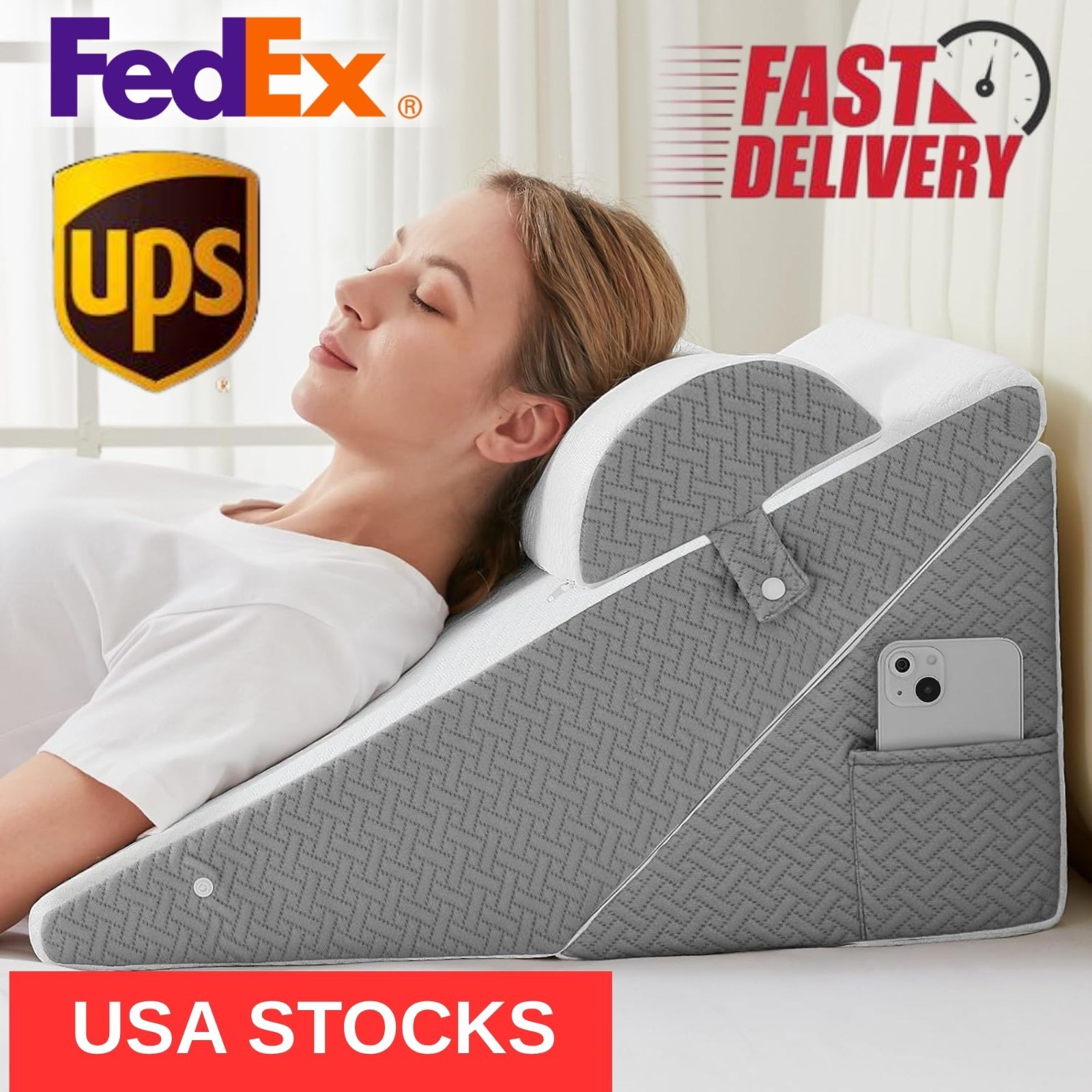 Sasttie Adjustable Wedge Pillow Set for Headboard & Orthopedic Bed Support-image