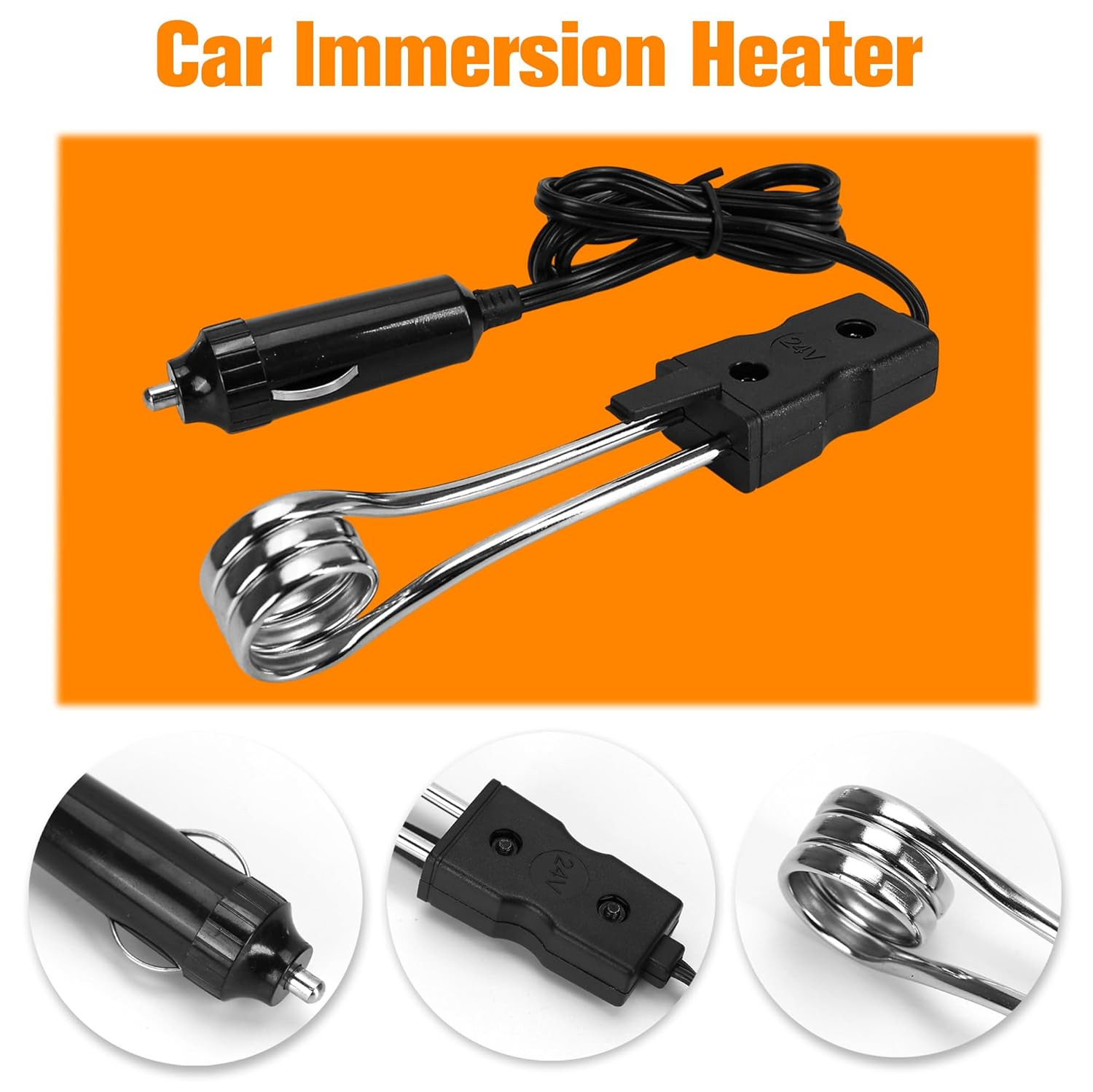 24V Portable Car Immersion Heater Auto Cup Mug Water Heater Kettle Tea Coffee Wa - Thumbnail 5