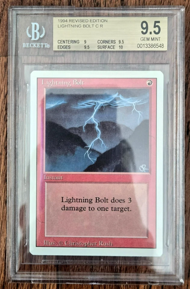 Liightning Bolt BGS 9.5 GEM MINT w/10 sub - Revised 3rd Edition MTG -  Iconic - Image 2 of 3