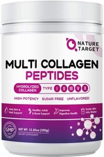NATURE TARGET Multi Collagen Peptides Powder - Type I, II, III, V, X - Hydrolyze