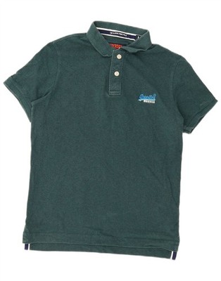 Superdry Mens Polo Shirt Large Green Cotton FA14