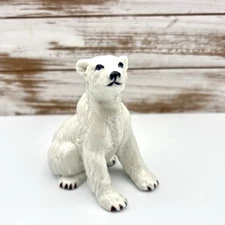 Sitting Polar Bear Figurine White Bone China Statue North Pole Alaska