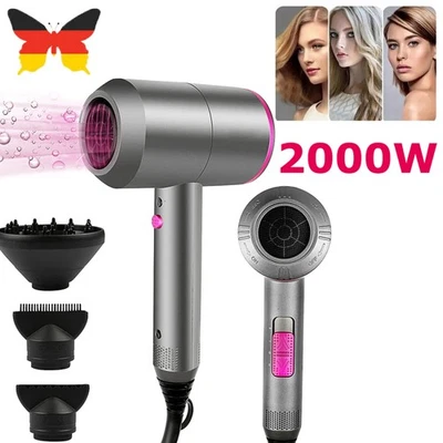 MARKENLOS Profi Haartrockner Ionen Föhn leise Heiß-Kaltluft Hochgeschwindigkeit 2000W DE