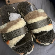 UGG Women's Fluff Yeah Slide Cali Collage in Olive Shoes Sandals, US 8