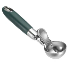 4 Ounce Ice Cream Scoop with Trigger, Portion Cookie Scoop, Green