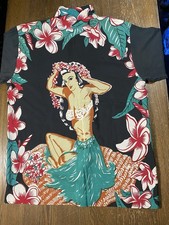 Vtg Avanti Silk Hawaiian Shirt Mens Xl Black Hula Girl Back Panel Floral Aloha Vtg Avanti Silk Hawaiian Shirt Mens Xl Black Hula Girl Back Panel Floral Aloha
