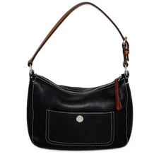 Coach F10890 Chelsea Black Pebbled Leather Shoulder Bag Top Handle Zip Top Purse