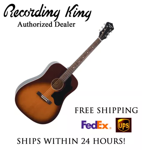 **RECORDING KING RDS-9-TS DREADNOUGHT ACOUSTIC GUITAR VINTAGE SUNBURST**