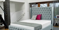 Keswick Wing Chesterfield Buttoned Fabric Upholstered Floor Standing Headboard Keswick Wing Chesterfield Buttoned Fabric Upholstered Floor Standing Headboard