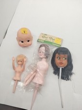 Vintage Doll Pick Cake Topper Plastic Head Lot