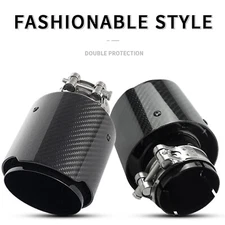 Car Universal carbon Fiber Glossy Black Stainless Exhaust Pipe Muffler Tail Tips