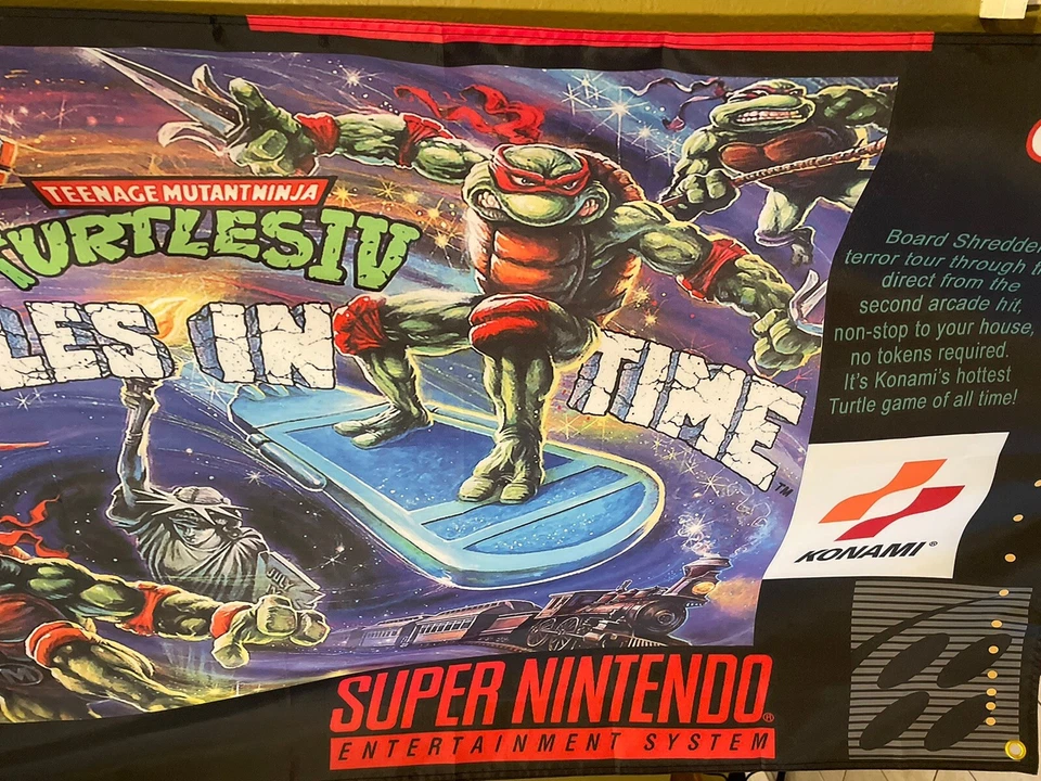 TMNT Turtles in Time 5' Flag Banner Poster Super Nintendo SNES Mutant Ninja - Image 3 of 3