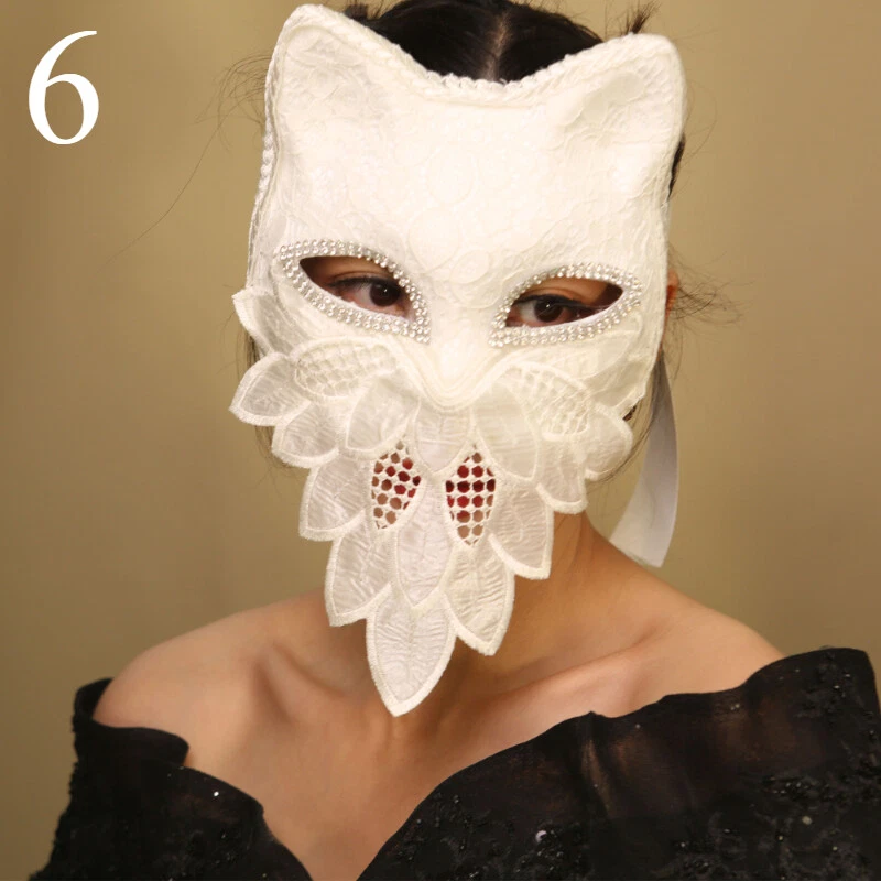 Women Halloween Party Face Mask Lace Sequins Face Mask Masked Dancer Stage Mask - Image 3 of 4