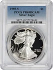 1989-S American Silver Eagle Dollar PR69DCAM PCGS Proof 69 Deep Cameo