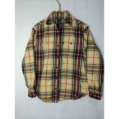 Lauren RALPH LAUREN Yellow Plaid Flannel Men's Size Small Thick Button Up