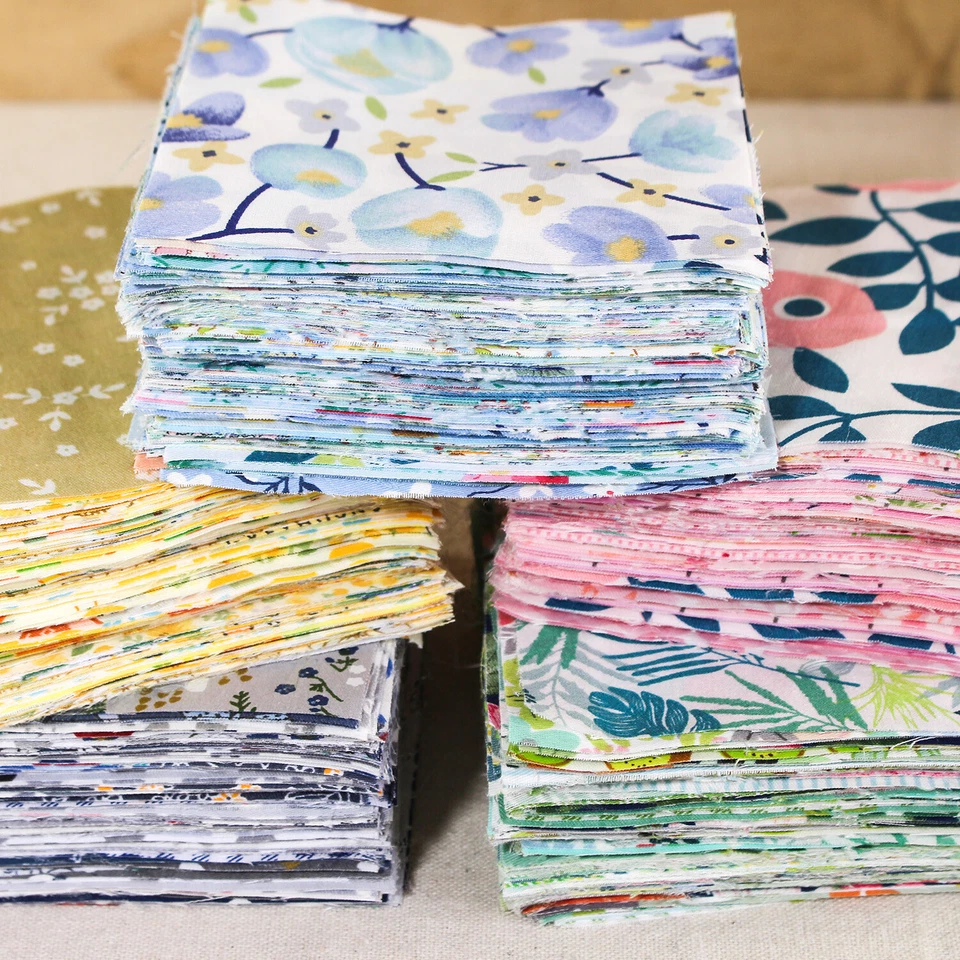 100 flores florales estampadas tela encanto precortado 4" cuadrados tela paquetes edredón Foto 4 de 4