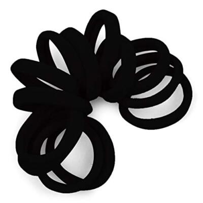 Seamless Hair Ties - - Extra Gentle Soft and Stretchy Nylon Fabric Black
