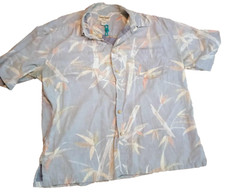 Cooke Street Hawaiian Shirt Mens 2XL Blue Floral Short Sleeve Button Cotton Flaw