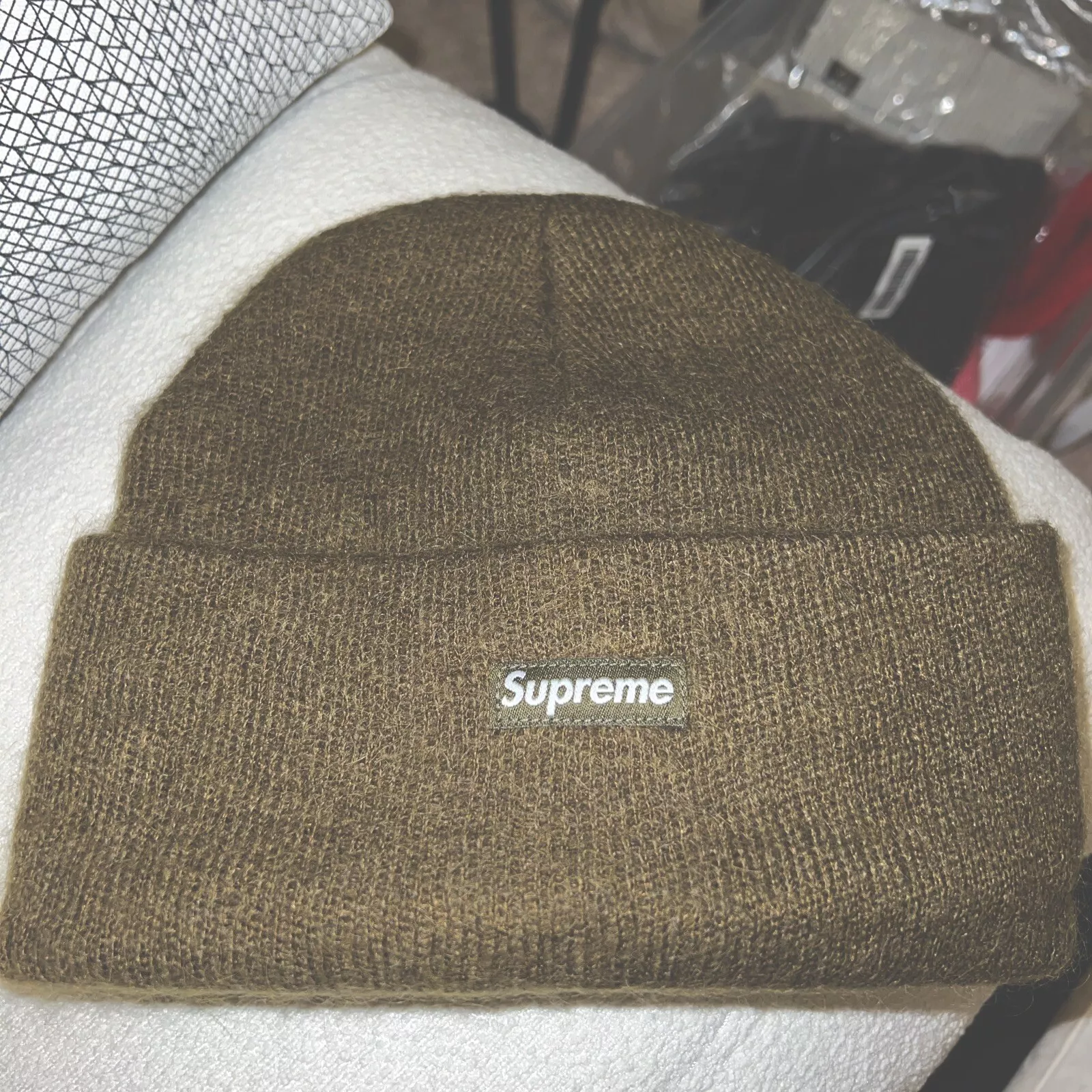 Supreme Mohair Beanie Olive Neuf 