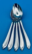 5 FIVE Oneida SHASTA Teaspoons 6" Deluxe Stainless Flatware Silverware