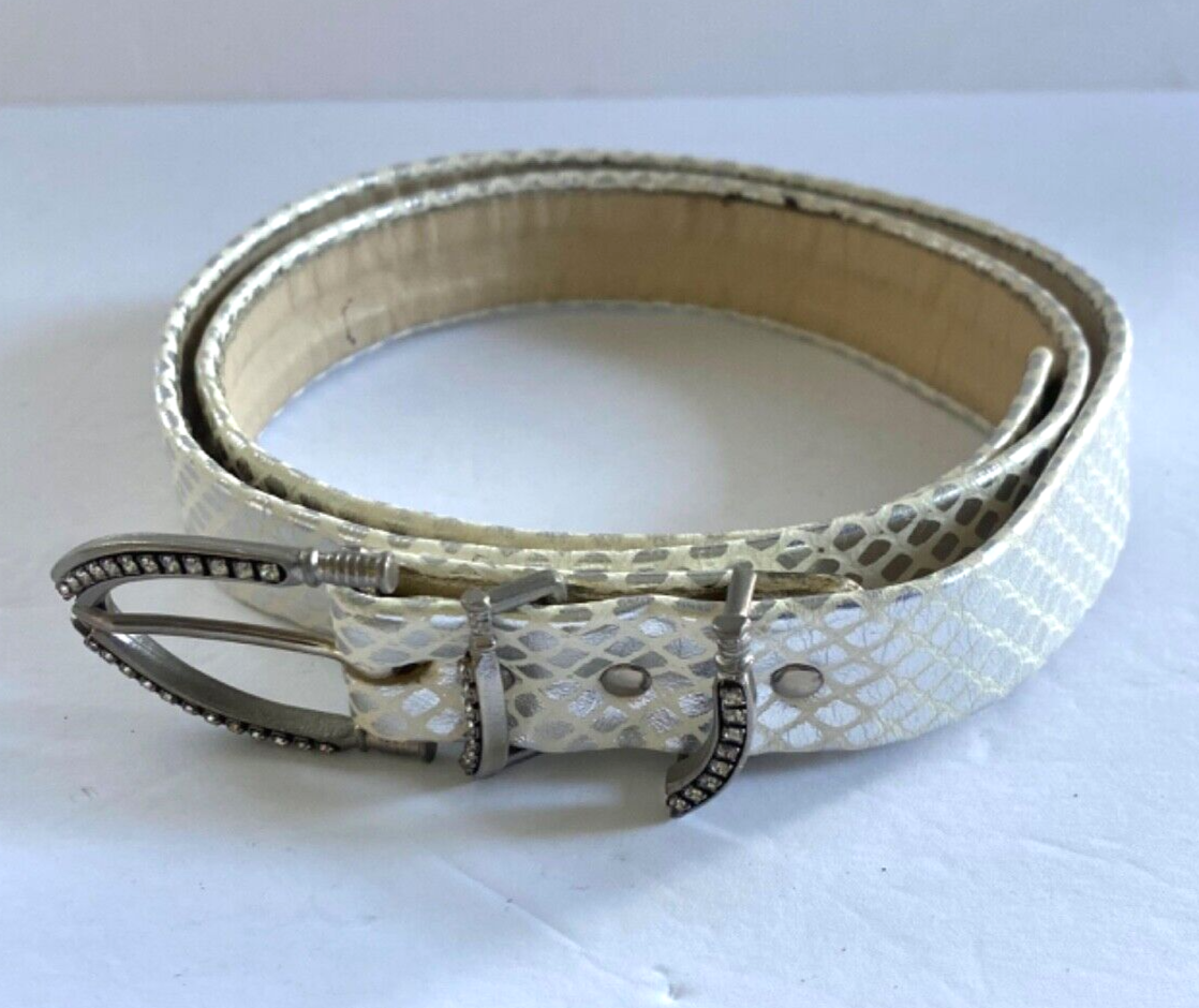Sandy Duftler- gray leather belt with silver Vintage Sandy Duftler Rhinestone Snakeskin | Mercari main image 4