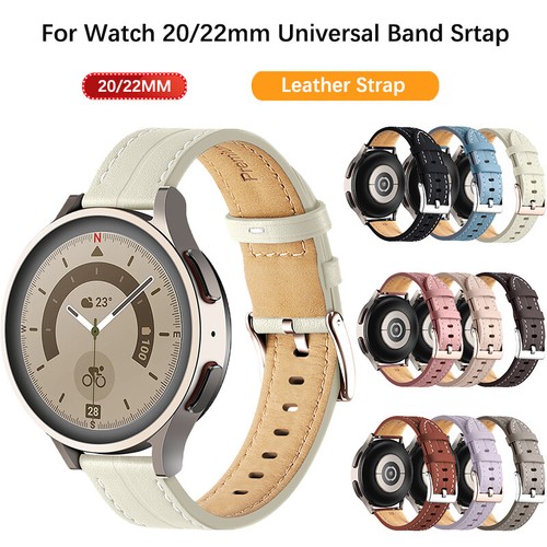 Leather Wrist Strap Universal Watchband for Samsung Watch Band 20mm 22mm - 第 2/21 張圖片