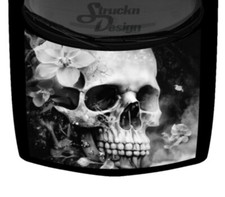 Sugar Skull Flowers Floral Car Truck Vinyl Decal Hood Wrap Graphic Grayscale USA