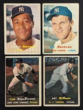 1957 Topps Baseball New York Yankees Lot 4 Cards