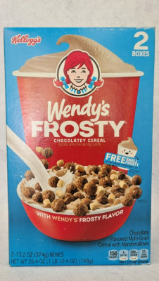 Wendys Frosty Chocolatey w/ Marshmallows Kellogg's Cereal Sealed 2 Boxes Inside