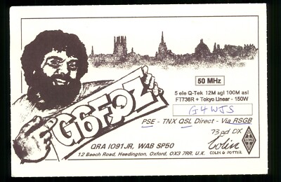 1 x QSL Card Radio UK G6FQZ Beech Road Headington Oxford 2000 Art   U450