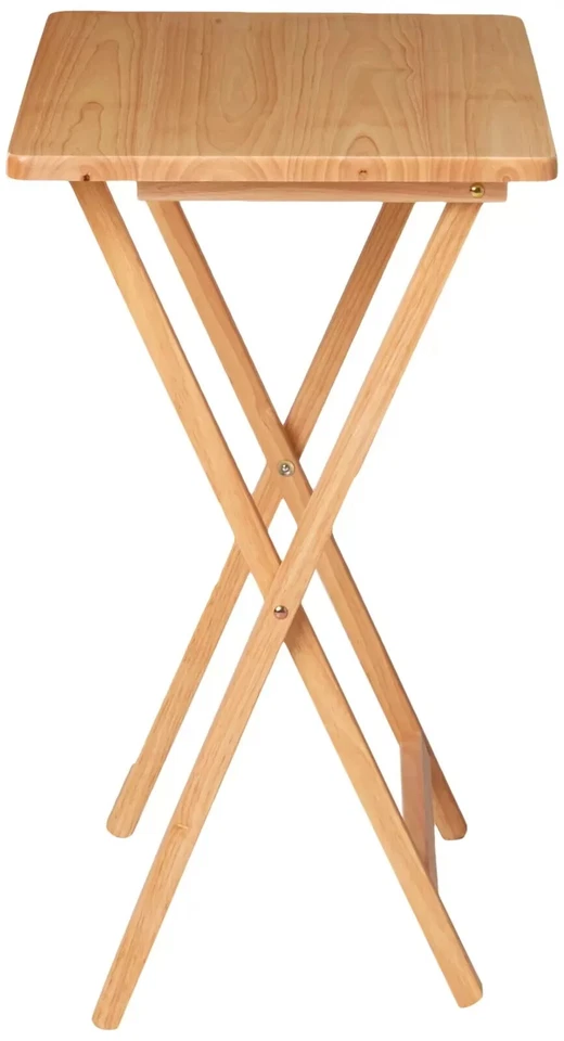 Indoor Single Folding TV Tray Table Set of 2 in Natural L19 x W15 x H26inches. - Image 3 of 4