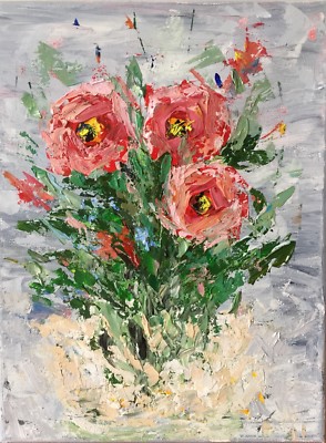 Abstract Acrylic Flowers Painting Modern Art Original Botanical