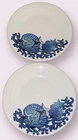 FIESTA WARE COASTAL 9 INCH SET OF 2 LUNCHEON PLATES BLUE SHELLS ON WHITE