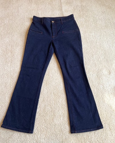 Altuzarra Jeans Damen Gr. US8 blau beere Serge weite Schlaghose Gr. 40 (französisch)