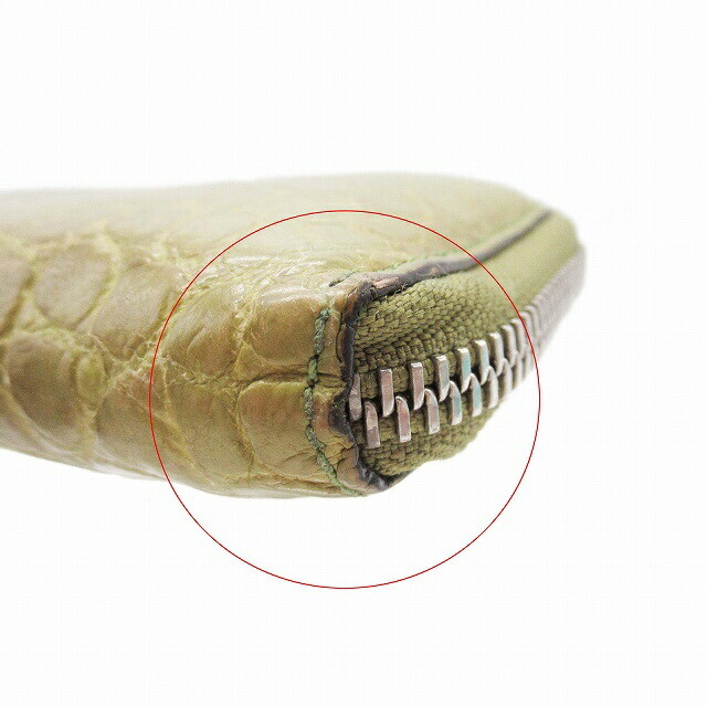 Used Gucci Crocodile Coin Case Card Purse Round Zip Mini Wallet Compact