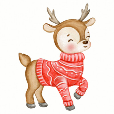 Bügelbild - Plott - Weihnachten - Reh mit Pulli - 10,1x14,1cm - DTF Transfer - D